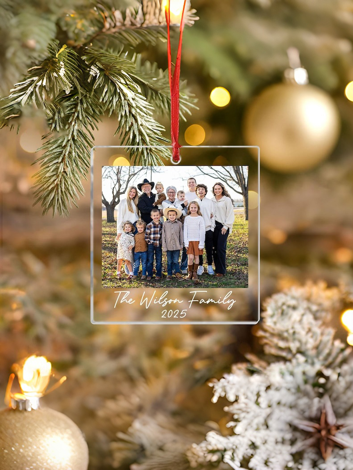 Custom Family Photo Portrait Christmas Ornament: Large Family Christmas Keepsake 2025, Picture Ornament Gift